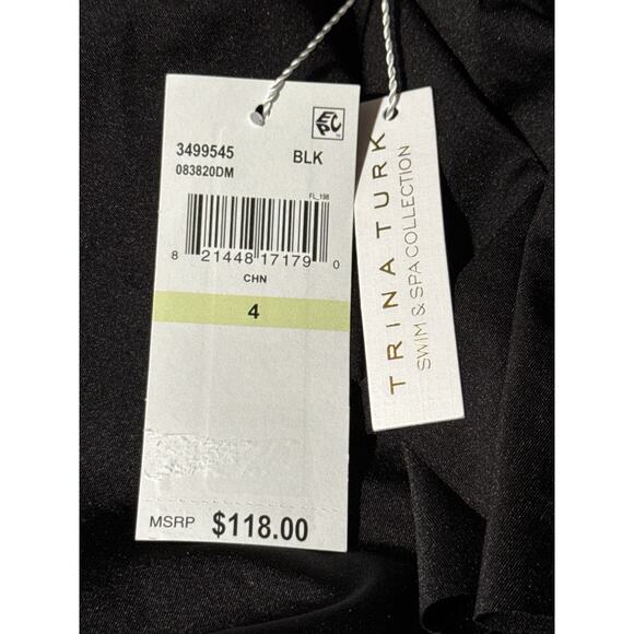 Trina Turk Black Off Shoulder Ruffle Tankini Swim Top 4 NWT - Picture 3 of 3